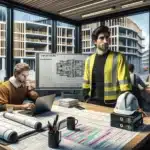 Construction team in norway reviewing digital schedules change logs and site deviations