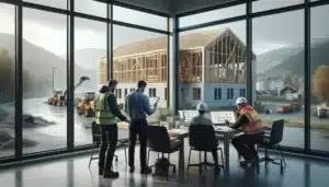 Norwegian construction team reviewing a shared bim model to coordinate changes