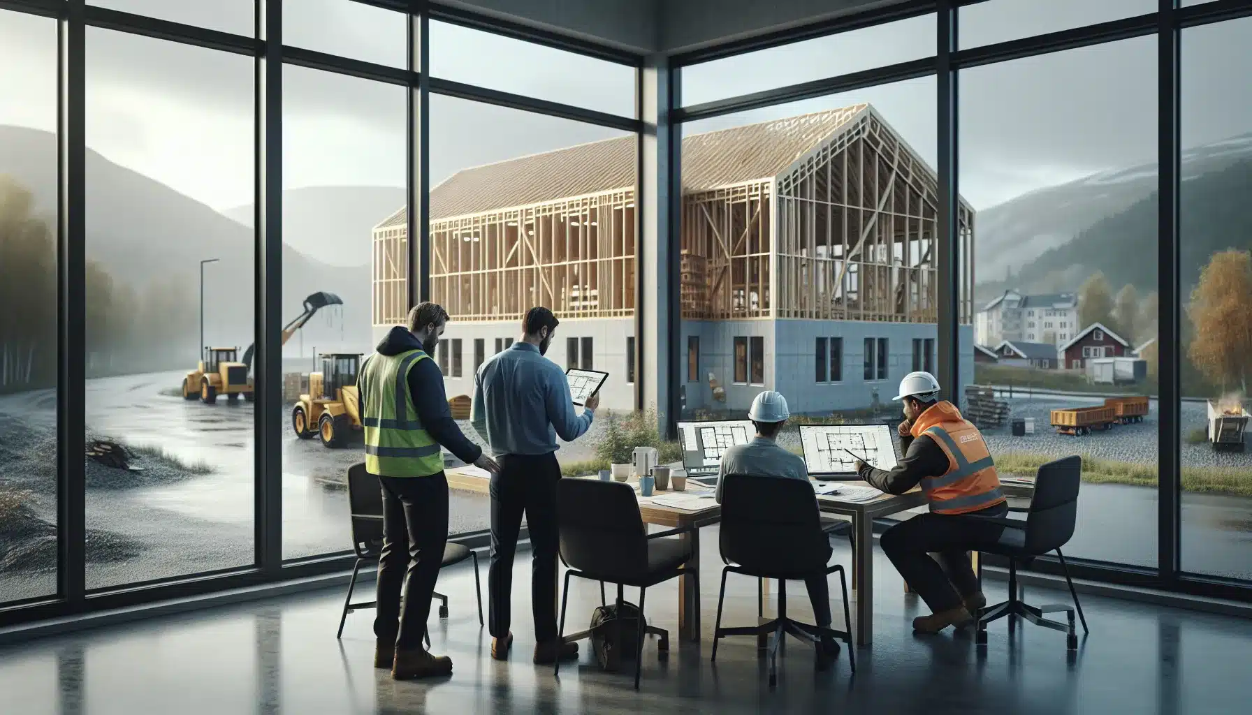 Norwegian construction team reviewing a shared bim model to coordinate changes