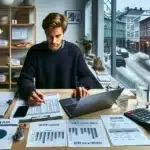 Slik kan entreprenører forberede seg på økonomiske svingninger 6 Norwegian entrepreneur reviewing cash flow and scenario plans on a laptop