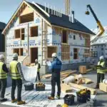 Project manager and carpenter reviewing budget and plans at a norwegian build site